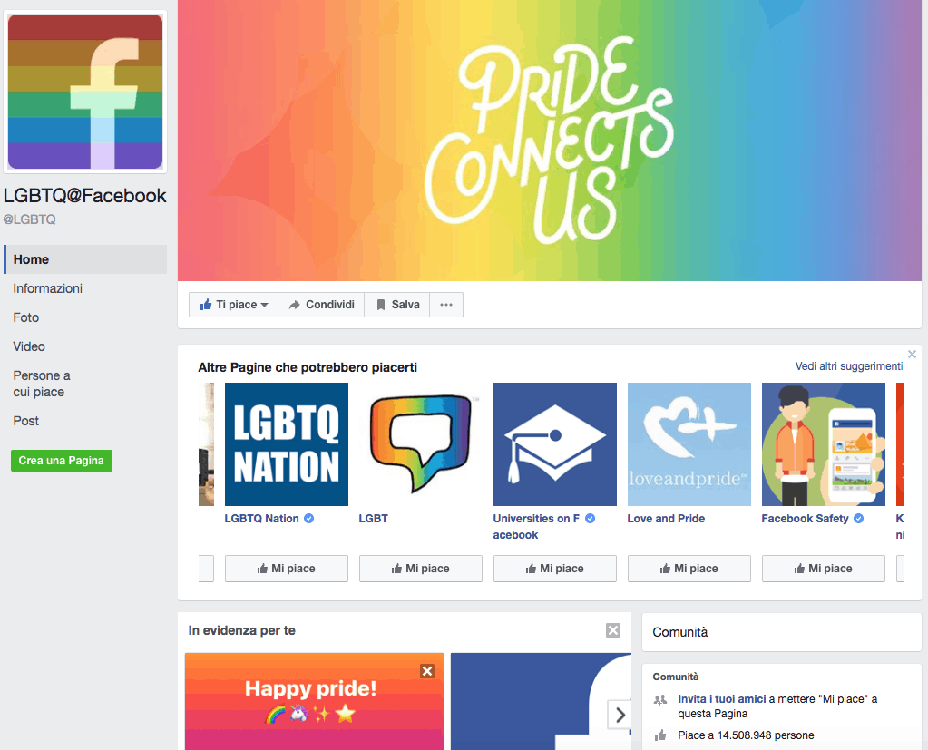 16DEE- Reaction su Facebook: ecco come ottenere il Pride, la bandierina arcobaleno- immagine LGBTQ